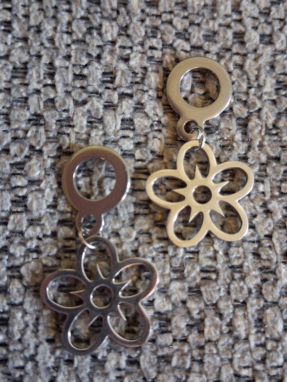 Stainless Steel Flower Dangle Earrings